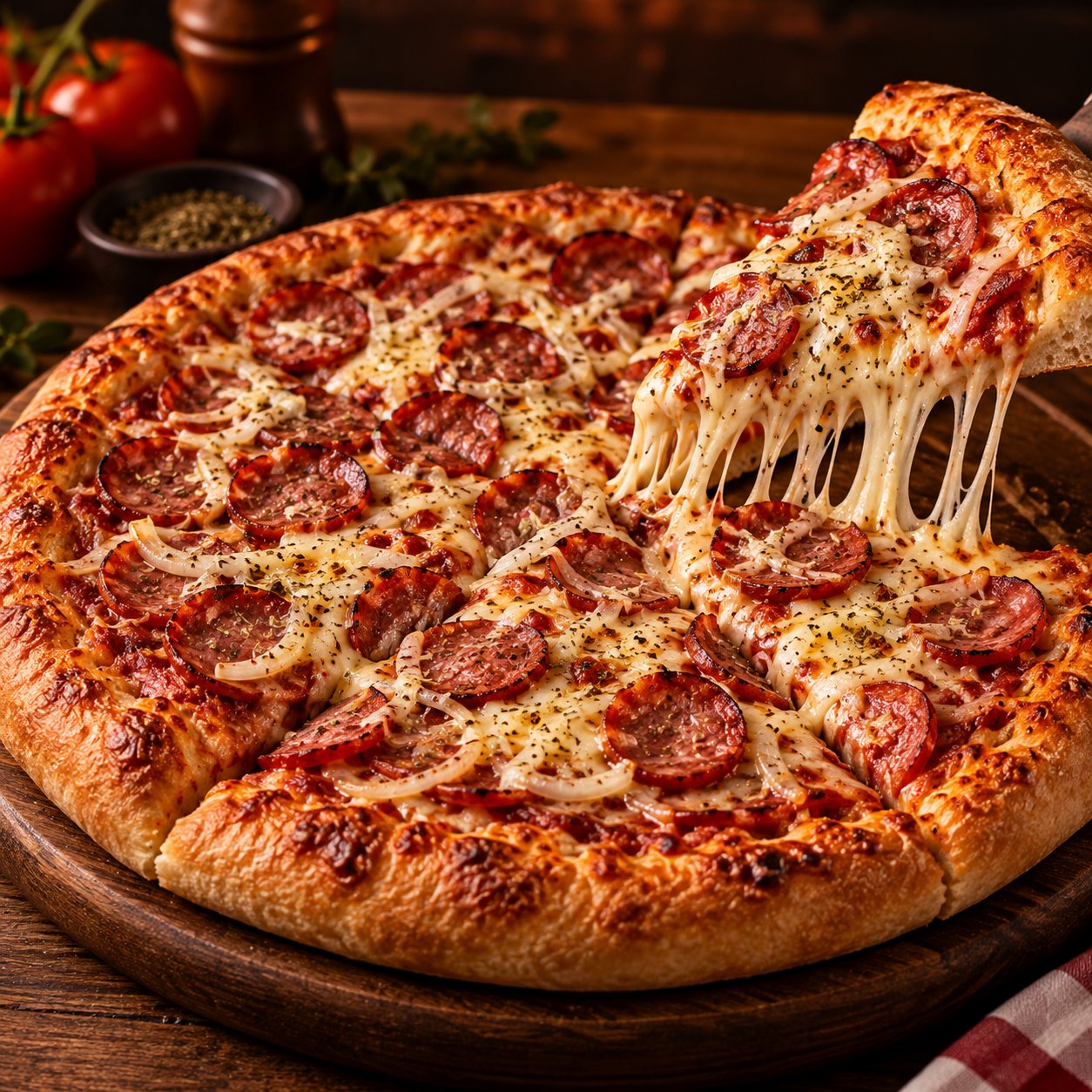 Pizza Calabresa Bella & Queijo Riscado